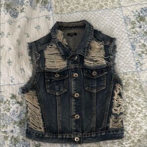 Distressed Denim Vest